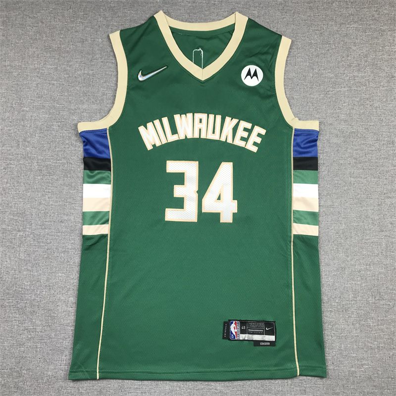 Men Milwaukee Bucks #34 Antetokounmpo Green Nike 2022 Game NBA Jersey